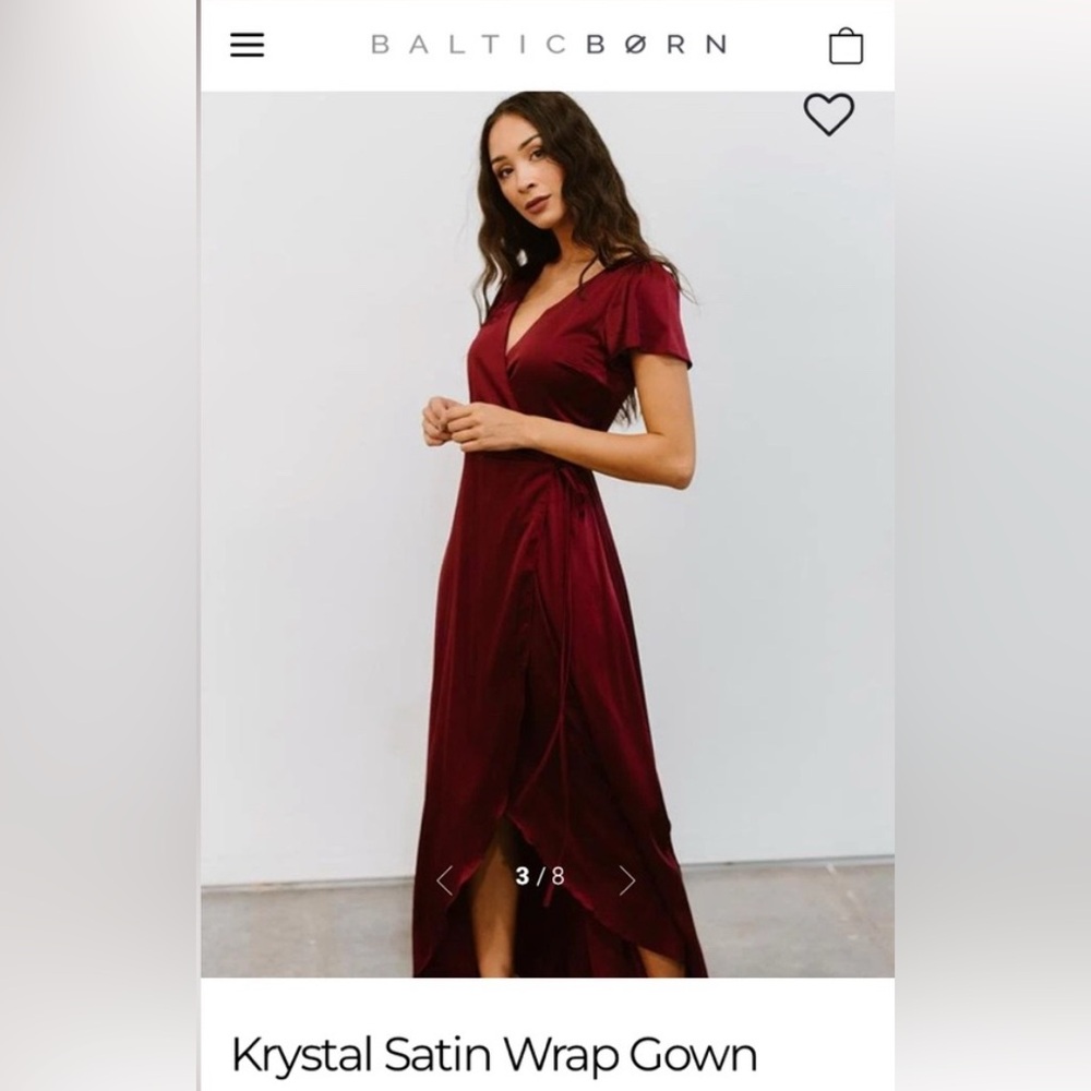 Baltic Born Krystal Satin Wrap Gown | Wine - XXL